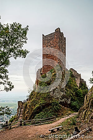 Majestic medieval castle Saint-Ulrich on the top of the hill Stock Photo