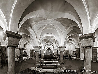 Majestic medieval cathedral interior view Stock Photo