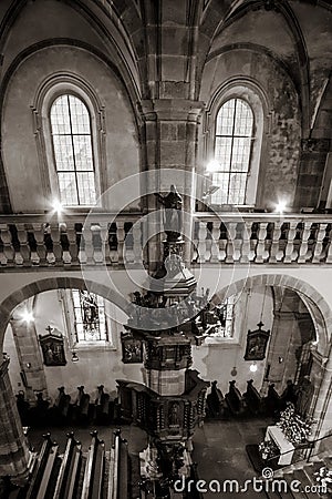 Majestic medieval cathedral interior view Editorial Stock Photo