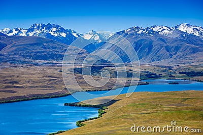 Majestic mountain lake in New Zealand Stock Photo