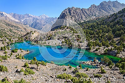 Majestic mountain lake in Tajikistan. Stock Photo