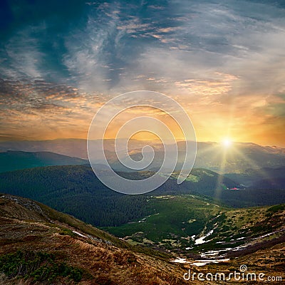 Majestic mountain sunset Stock Photo