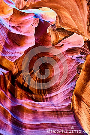 Majestic natural architecture of the Antelope Slot Canyon, Navajo Tribal Park, Arizona, USA Stock Photo