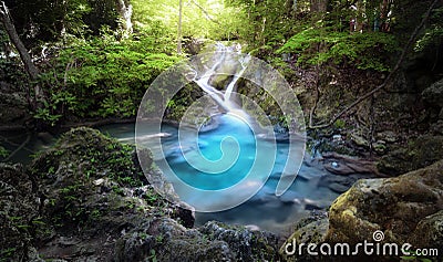 Majestic nature background of mountain river stream Stock Photo