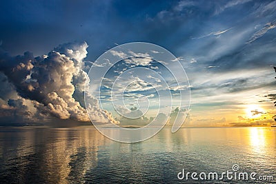 Majestic oceanic sunrise above Sulu sea. Stock Photo