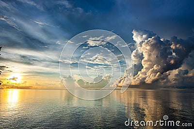 Majestic oceanic sunrise above Sulu sea. Stock Photo