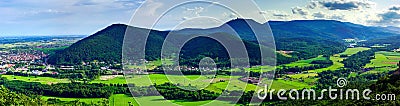 Majestic overview to the beautiful valley from the top of the hi Stock Photo