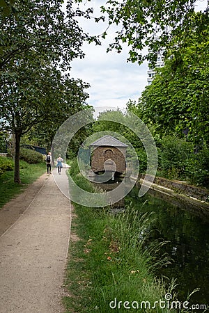 Majestic pathway, lovely green trees. Finsbury Town Editorial Stock Photo