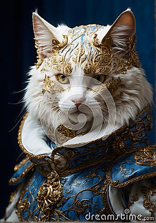 Majestic Paws: Noble Cat Chronicles Whiskered Feline Royalty in Action Stock Photo