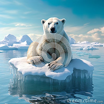 majestic polar bear in its natural habitat, a sheet of ice in the Arctic. Stock Photo