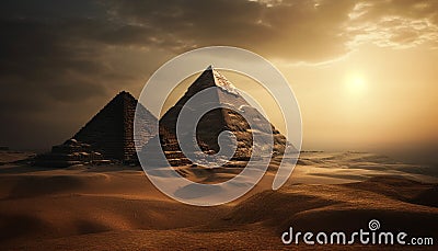 Majestic pyramid, ancient ruin, sunset, Egypt culture, landscape, and history generated by AI Stock Photo