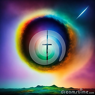 The majestic Revelation of Jesus Christ and His Second Coming: An of Glory in the Sky. Generative AI Stock Photo