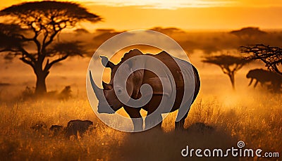 Rhinoceros in Africa in the sunset Stock Photo