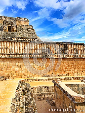 Majestic ruins Maya city in Uxmal,Mexico. Stock Photo