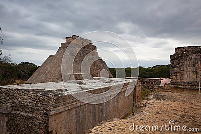 Majestic ruins Maya city in Uxmal,Mexico Stock Photo