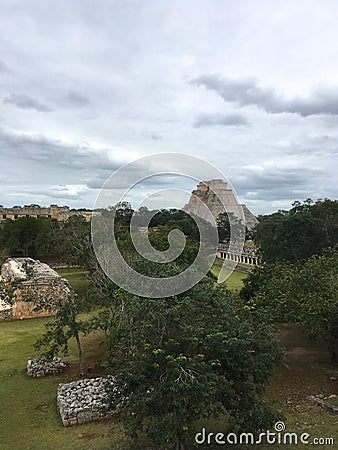 Majestic ruins Maya city in Uxmal,Mexico. Stock Photo