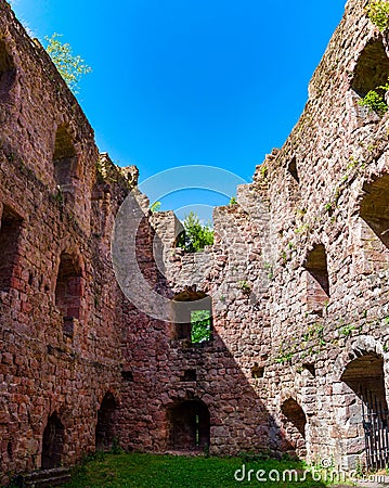 Majestic ruins of medieval castle Birkenfels, Alsace Stock Photo