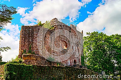 Majestic ruins of medieval castle Birkenfels, Alsace Stock Photo