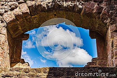 Majestic ruins of medieval castle Birkenfels, Alsace Stock Photo