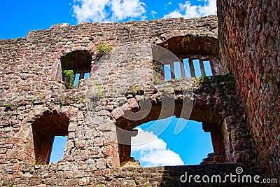 Majestic ruins of medieval castle Birkenfels, Alsace Stock Photo