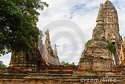 Majestic ruins of 1629 Wat Chai Watthanaram built by King Prasat Stock Photo