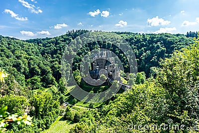 Majestic shot of an ancient beautiful Burg Eltz Castle in Wierschem, Germany Editorial Stock Photo