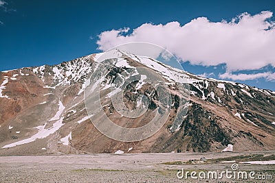 majestic snow capped mountain peak in Indian Himalayas, Stock Photo