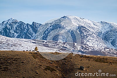 Majestic snow covered mountains at Altai Stock Photo