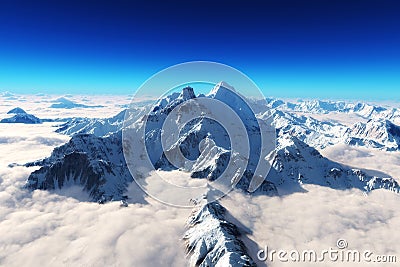 Majestic snow covered mountains Stock Photo