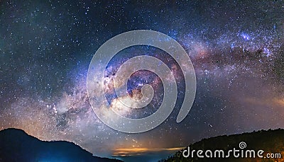 The Milky Way in panorama Stock Photo
