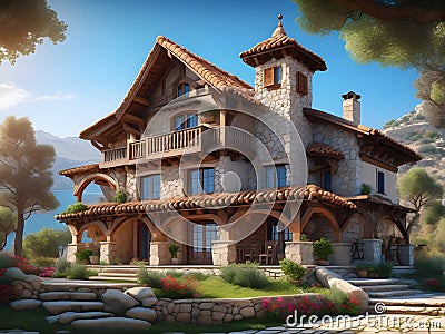 Majestic Stone Abode: Spanish Wonder Stock Photo