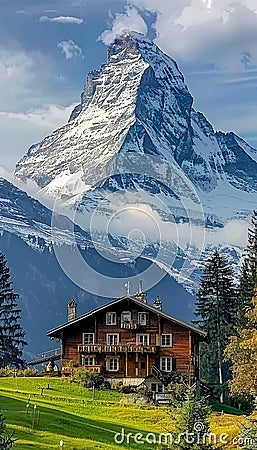 Majestic swiss alps verdant valleys tranquil countryside landscape in switzerland Stock Photo