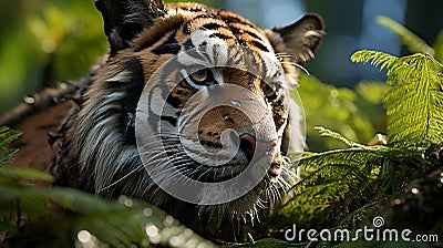 Majestic Tiger in the Enchanting Rainforest Stock Photo