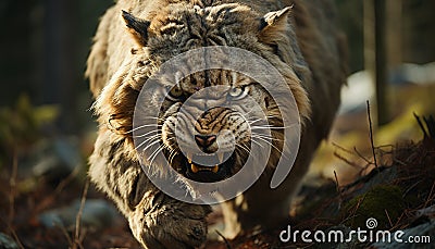 Majestic tiger, fierce and wild, staring with intense yellow eyes generated by AI Stock Photo