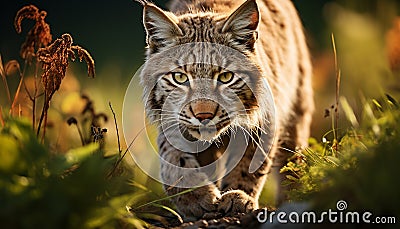 Majestic tiger staring, beauty in nature tranquility generated by AI Stock Photo