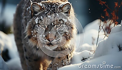 Majestic tiger staring, beauty in nature wilderness generated by AI Stock Photo