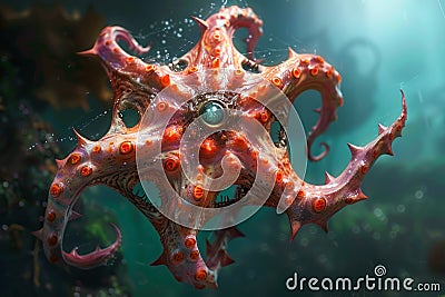 Majestic Underwater Shot of a Colorful Octopus in Its Natural Habitat with Sunlight Filtering Through Water Stock Photo