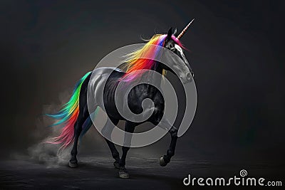 Majestic Unicorn with Vibrant Mane Stock Photo