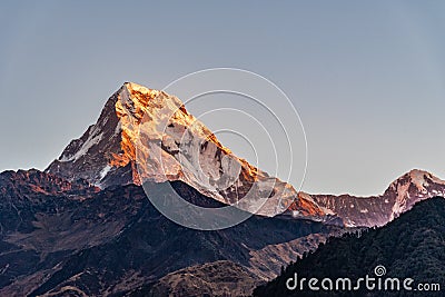 Majestic view of Annapurna south and Himchuli from Poonhill Ghorepani Nepal Stock Photo