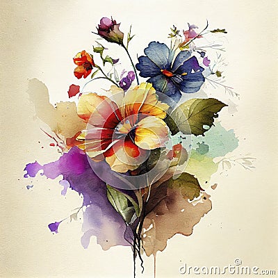 Majestic Watercolor Flowers for Invitations and Posters. Stock Photo