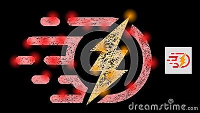 Shining Hatched Mesh Electrical Power with Glare Spots Vector Illustration