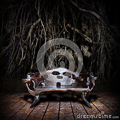 Majestic wooden throne Stock Photo