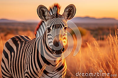 Majestic zebra journeys through the african wilderness on thrilling safari adventure Stock Photo