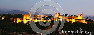 Majesty of the Alhambra by night, Granada Stock Photo
