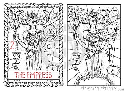 The major arcana tarot card. The empress Vector Illustration