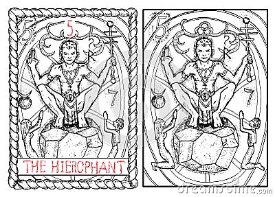 The major arcana tarot card. The hierophant Vector Illustration