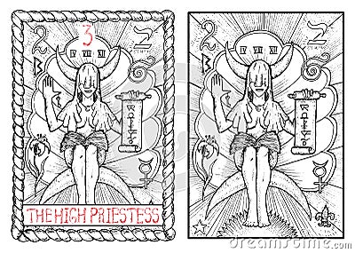 The major arcana tarot card. The high priestess Vector Illustration