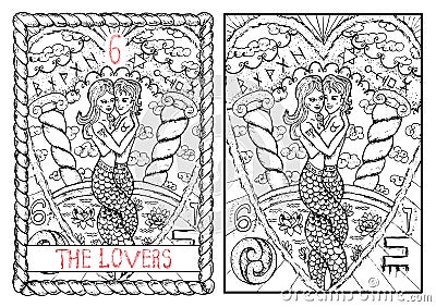 The major arcana tarot card. The lovers Vector Illustration