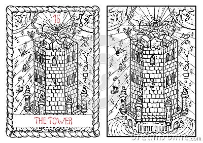The major arcana tarot card. The tower Vector Illustration