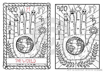 The major arcana tarot card. The world Vector Illustration